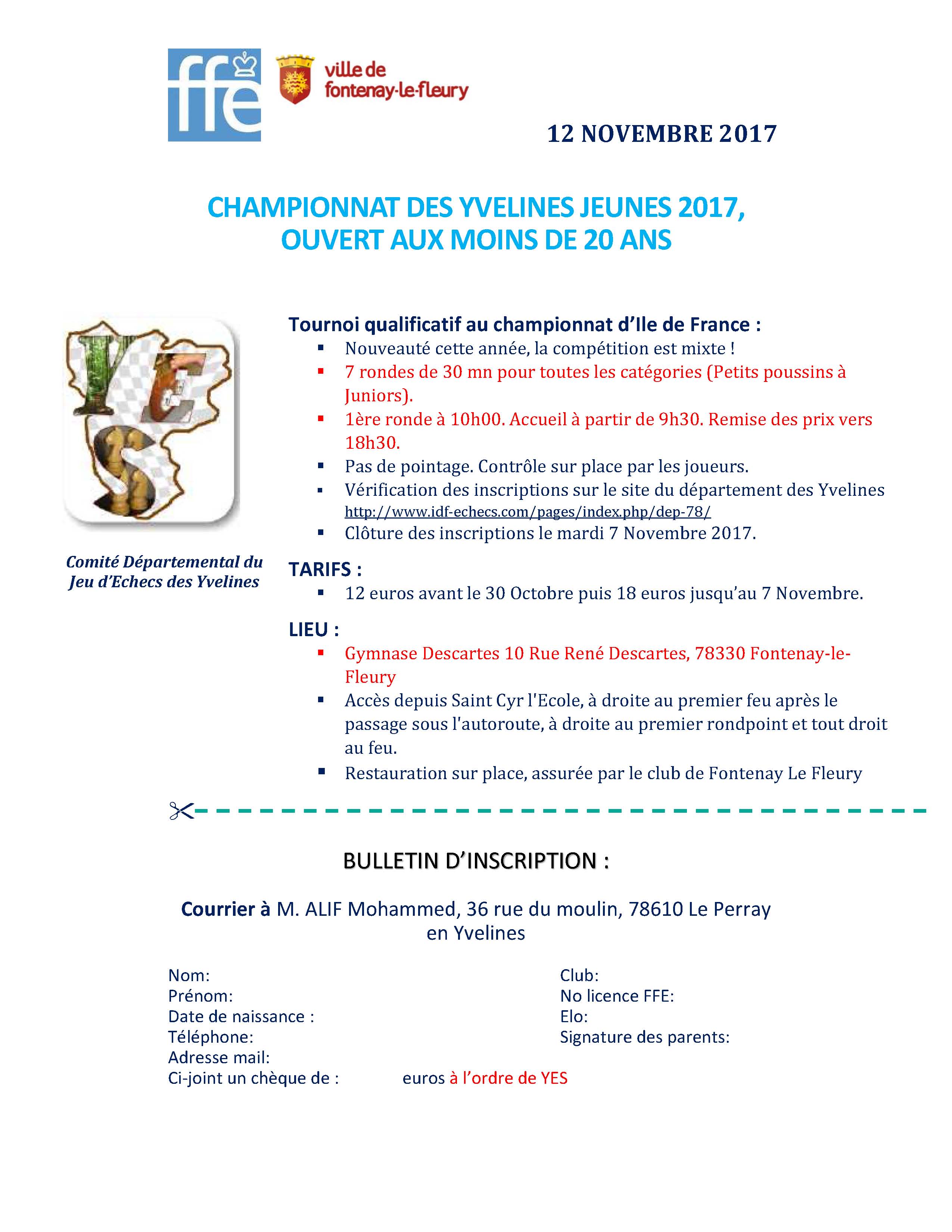 Annonce Championnat des Yvelines Jeunes 20171